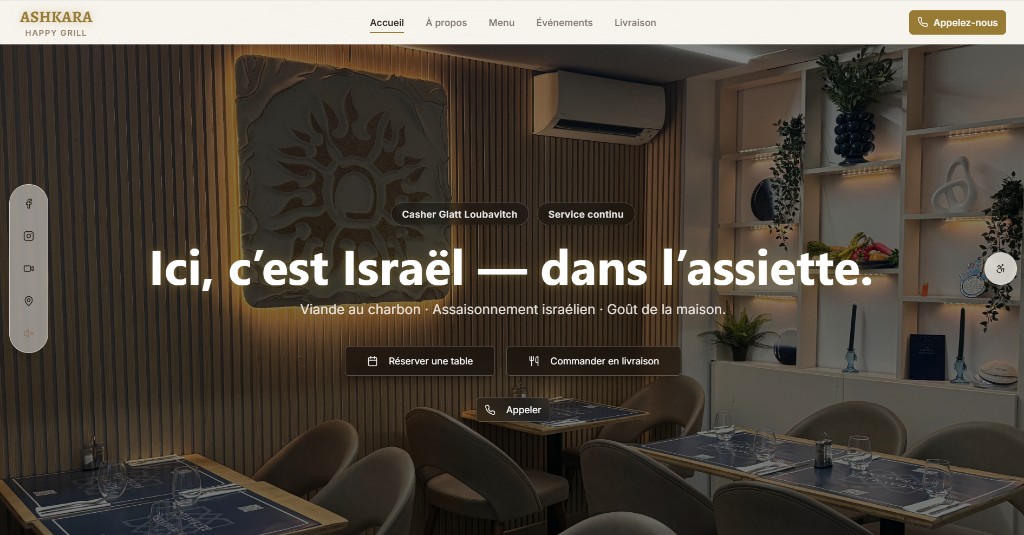 Capture du site Ashkara Happy Grill — page d’accueil.